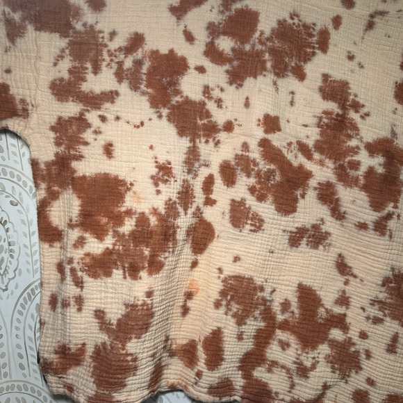 J. Jill size XL Petite short sleeve boxy top tie dye gauzy slub cotton Boho - Picture 4 of 9